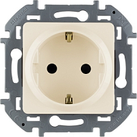 Механизм розетки 1-м СП Inspiria 16А IP20 250В 2P+E защ.шторки немецк.ст. сл.кость Legrand