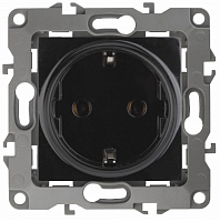 Розетка 2P+E Schuko, 16A-250В, IP20, Эра12, чёрный 12-2101-06 ЭРА