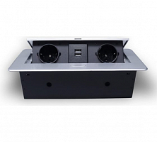 Розетка горизонтальная выдвижная 2 Euro 16A, 2 USB A с блоком 5В/2.1А RocketSocket