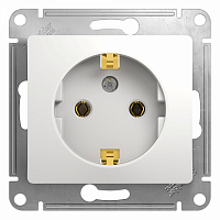 Механизм розетки 1-м СП Glossa 16А IP20 250В с заземл. бел. SE