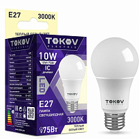 Лампа светодиодная 10Вт А60 3000К Е27 176-264В TOKOV ELECTRIC