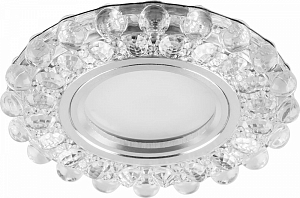 *Светильник встраиваемый с белой LED подсветкой Feron CD909 MR16 G5.3 прозр, хром, 15LED*2835 4000K