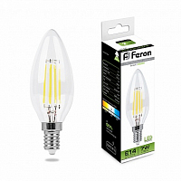 Лампа филаментная светодиодная Feron LB-66 Свеча E14 7W 4000K