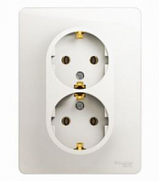 Розетка 2-м СП Glossa 16А IP20 с заземл. в сборе бел. SE