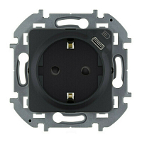Механизм розетки 1-м СП Inspiria 16А IP20 250В 2P+E нем.ст. с з/у USB тип C 1.5А 5В антрац. Legrand