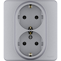 Розетка Inspiria 16А 250В 2х2P+E немецк.ст алюм. Legrand