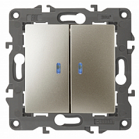 Механизм выключателя 2-кл. СП Elegance 10А IP20 250В 10AX 14-1105-04 с подсветкой шампань ЭРА