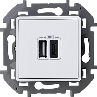 Механизм зарядного устройства Inspiria с 2-мя USB разьемами A и C 240В/5В 3000мА бел. Legrand
