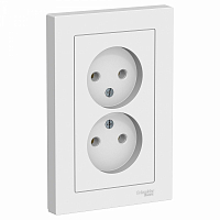 Розетка 2-м ATLAS DESIGN без заземл. 16А в сборе бел. SE