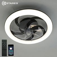 Люстра управляемая светодиодная с вент. FAN SIMPLE 65W+18W R-APP-480x125-BLACK/WHITE-220-IP20 