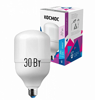 Лампа светодиодная LED 30Вт 220В Е27 D80х135 6500К дневной 2850 лм Космос