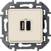 Механизм зарядного устройства Inspiria с 2-мя USB разьемами A и C 240В/5В 3000мА сл.кость Legrand
