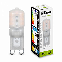 Лампа светодиодная Feron LB-430 G9 5W 4000K 25637 прямосторонняя матовая