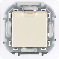 Механизм розетки 1-м СП Inspiria 16А IP44 250В 2P+E защ.шторки/крышка немец.ст. сл.кость Legrand