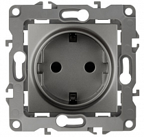 Розетка 2P+E Schuko, 16A-250В, IP20, Эра12, графит 12-2101-12 ЭРА