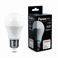 Лампа светодиодная Feron.PRO LB-1017 Шар A65 E27 17W 6400K OSRAM LED