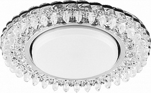 Светильник встраиваемый с белой LED подсветкой Feron CD4027 GX53 прозрачный, хром, 20LED*2835 4000K