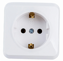 Розетка Smartbuy 1-местная 16А с заземлением белая, керамика Юпитер SBE-03w-16-S1-Z-c