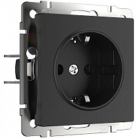 Розетка 1-м с заземлением черный матовый Werkel WL08-SKG-01-IP20 W1171008