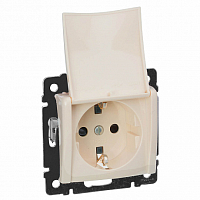 *Механизм розетки 1-м СП Valena 16А IP21 2P+E с заземл. защ. шторки с крышк. на винтах сл. кость Leg