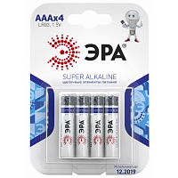 Батарейки ЭРА LR03-4BL AAA SUPER Alkaline блистер 4шт. (цена за шт.) уп.120шт