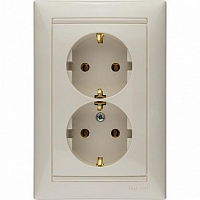 Розетка 2-м СП Valena 16А IP20 2х2P+E с заземл. немецк. стандарт в сборе сл. кость Leg