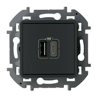 Механизм зарядного устройства Inspiria с 2-мя USB разьемами A и C 240В/5В 3000мА антрацит Legrand