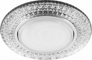 Светильник встраиваемый с белой LED подсветкой Feron CD4020 GX53 прозрачный, хром, 20LED*2835 6400K