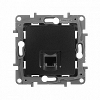 Розетка компьютерная 1-м СП Etika RJ45 кат. 5E UTP механизм антрацит Leg