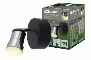 **Спот LED СНС 5Вт, 3000 K, 230 В, 50 Гц, IP44, Костус, черный/хром TDM