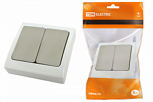 *Выключатель 2-кл скрытой установки IP54 10А "Вуокса" TDM