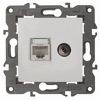 Механизм розетки компьютерной + телевизионной 2-м Elegance RJ45 + TV IP20 14-3110-01 бел. ЭРА