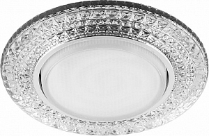 Светильник встраиваемый с белой LED подсветкой Feron CD4020 GX53 прозрачный, хром, 20LED*2835 4000K
