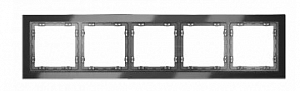 Рамка стеклянная VOLTUM S70 на 5 постов, (графит, стекло)
