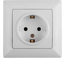 Розетка 2P+E Schuko, 16А-250В, СУ, Solo, белый (10/200/2400) 4-202-01 Intro