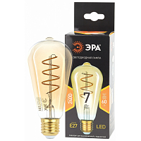 Лампа светод. F-LED ST64-7W-824-E27 spiral gold ЭРА (филамент спир зол 7Вт тепл. E27)