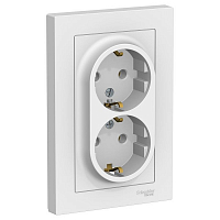 Розетка 2-м ATLAS DESIGN с заземл. 16А в сборе бел. SE