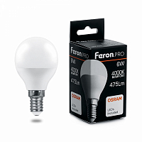 Лампа светодиодная Feron.PRO LB-1406 Шарик E14 6W 4000K OSRAM LED