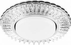 Светильник встраиваемый с белой LED подсветкой Feron CD4025 GX53, прозрачный, хром, 20LED*2835 4000K