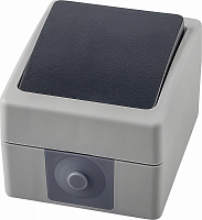Выключатель STEKKER PSW10-111-54 одноклавишный открытой установки, 250В, 10А, IP54, серый/графит